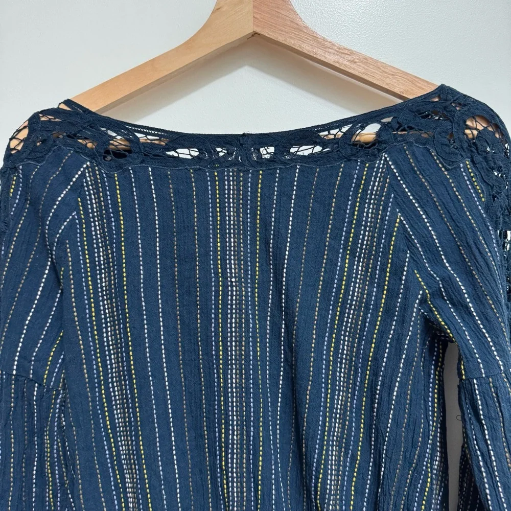 Free People Floating Memories Lace‎ Panel Embroidered Top XS